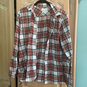 J. Crew Red and White Button Down Shirt